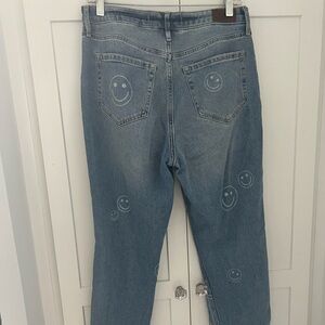 HOLLISTER - SMILEY FACE Distressed Ultra High Rise Mama blue JEANS - 9R - 29